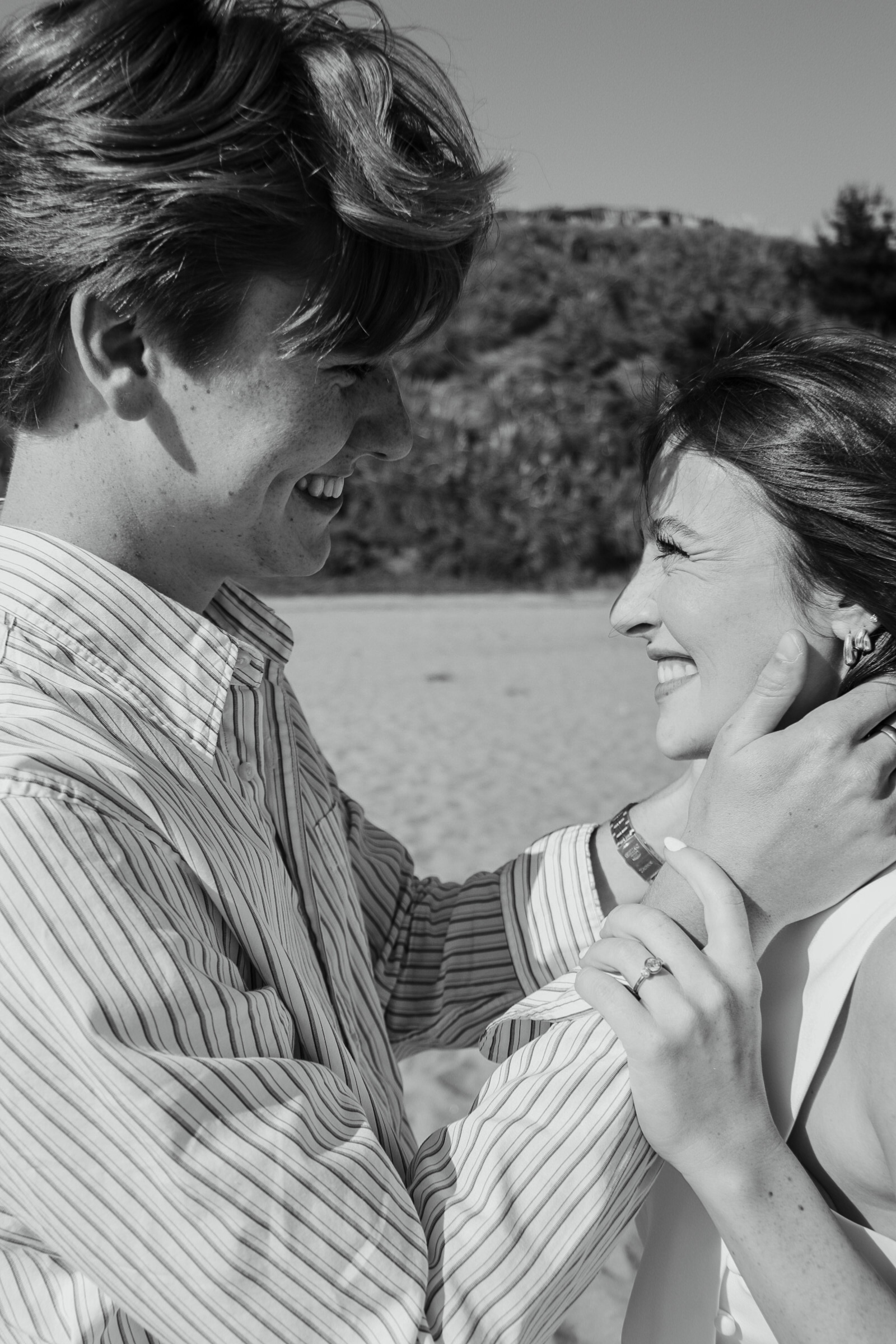 Cole and Bridget — Beach engagement moment