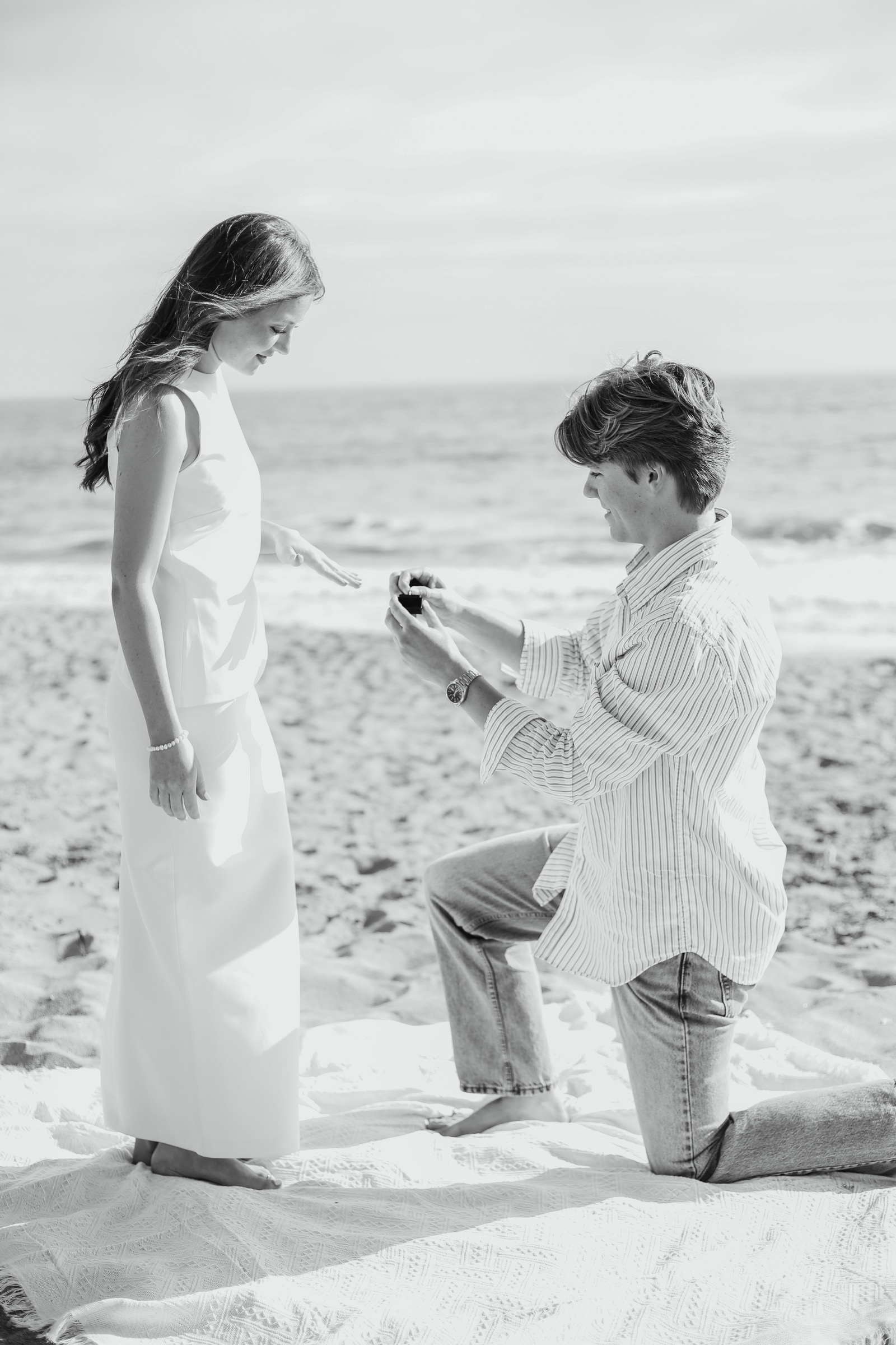 Cole and Bridget — Beach engagement moment